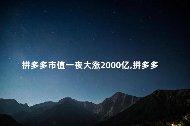 拼多多市值一夜大涨2000亿，拼多多为什么一夜暴涨